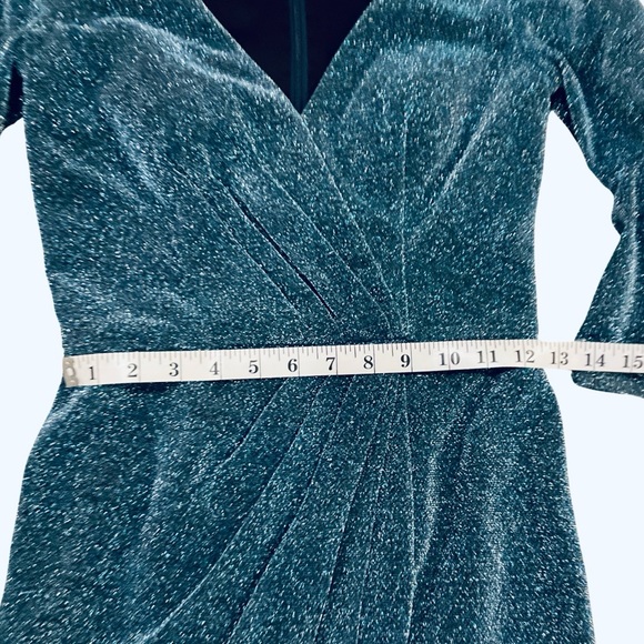 JS Collections Blue Glitter Midi Dress Women’s Petite - Picture 4 of 7